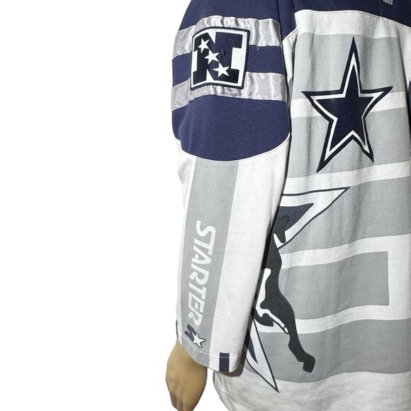 Vintage 90s Starter Dallas Cowboys Long Sleeve Big Logo Shirt Men’s L EUC - Picture 5 of 10